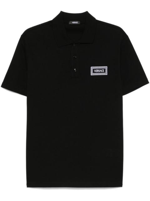 VERSACE logo-embroidered polo shirt