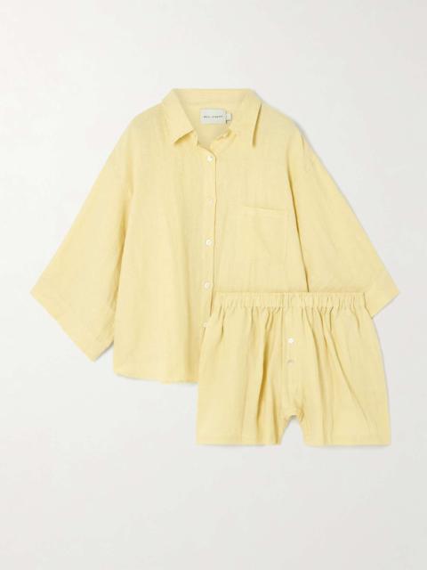 DEIJI STUDIOS The 03 washed-linen shirt and shorts set Pastel yellow