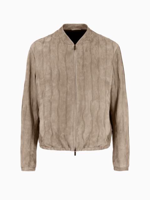 GIORGIO ARMANI Pleated suede blouson