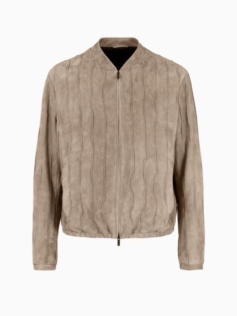 Pleated suede blouson