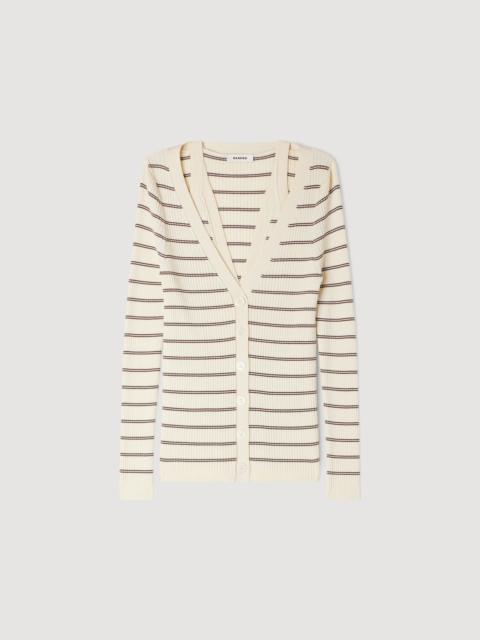 Sandro STRIPED RIBBED CARDIGAN