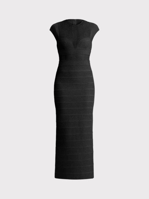 HERVE LEGER TEXTURED SHEER BUSTIER GOWN
