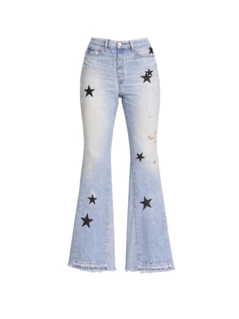 AMIRI Leather Star Recon Flare Jeans "Multi Indigo" Y0W01406RD MUI