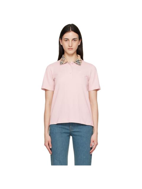 Burberry Pink Check Collar Polo