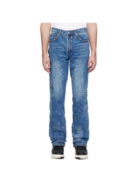 WHO DECIDES WAR Blue Studded Jeans