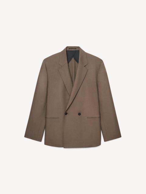Theory Double-Breasted Two-Button Blazer in Studio Wool