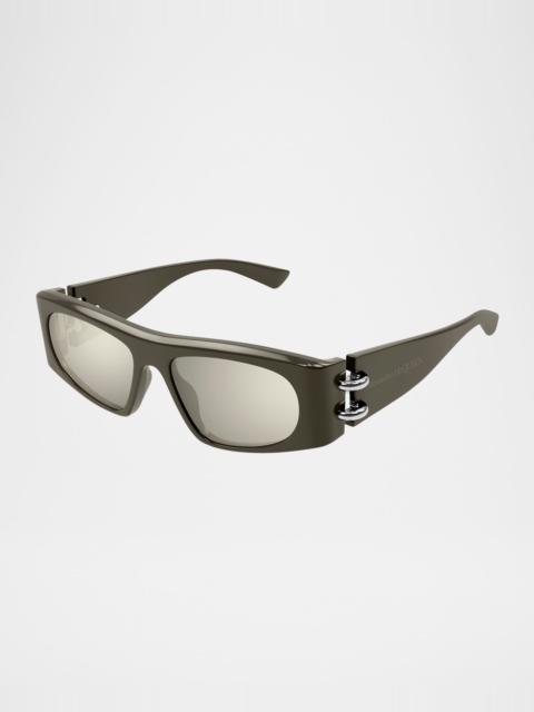 Alexander McQueen Men's AM0471SM Acetate Rectangle Sunglasses