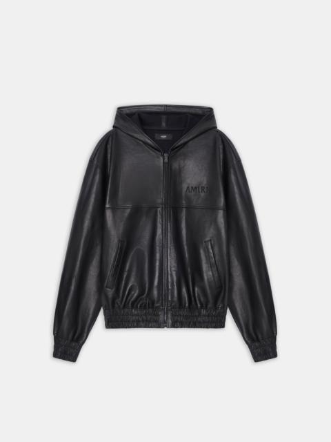 AMIRI LEATHER OVERSIZED ZIP HOODIE