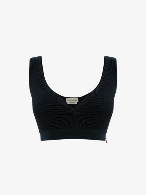 Alexander McQueen Ottoman Knit Bra Top in Navy