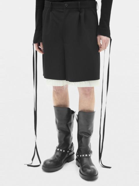 Ann Demeulemeester Emund Pleated Shorts with Raw Edge Lining Border