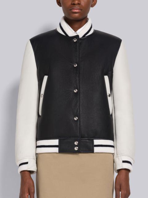 Thom Browne Reversed Shearling Varsity Jacket