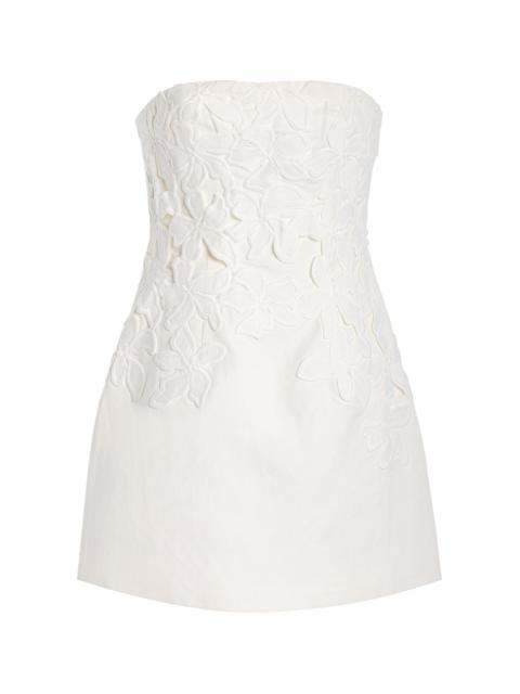 SIGNIFICANT OTHER Idette Floral-Appliquéd Linen-Blend Mini Dress ivory