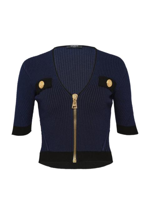 Zipped Short Sleeves Top