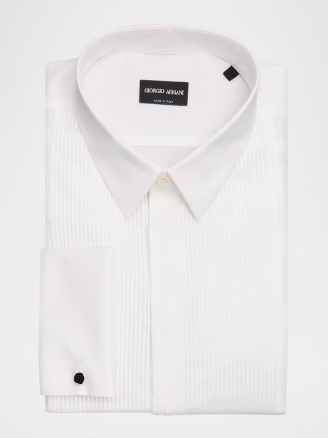 GIORGIO ARMANI Men's Pleated-Bib Cotton Tuxedo Shirt