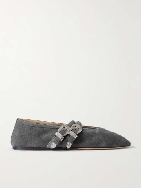 LE MONDE BÉRYL Claudia suede Mary Jane ballet flats Gray