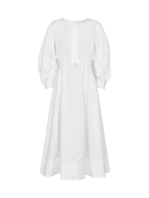 Oscar de la Renta Embellished stretch-cotton midi dress