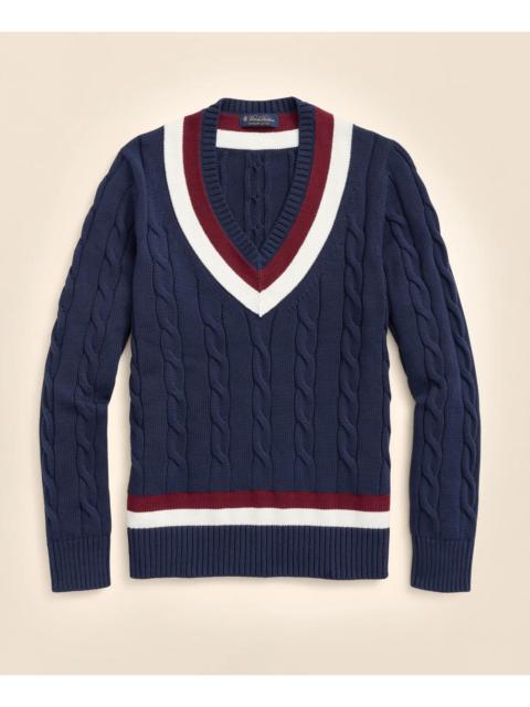 Brooks Brothers Vintage-Inspired Tennis V-Neck Sweater in Supima® Cotton