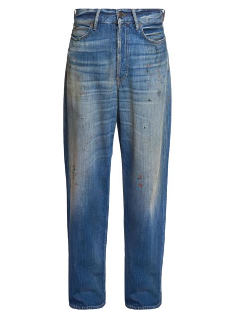 Acne Studios Men's Trafalgar Paint Splatter Straight-Leg Jeans - Mid Blue