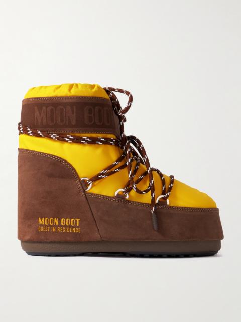 MOON BOOT + Guest In Residence Icon Low Suede-trimmed Shell Snow Boots