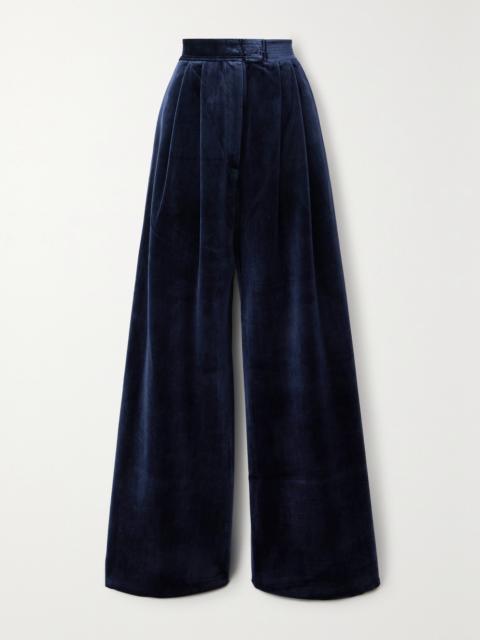 ALEX PERRY Pleated Velvet Wide-leg Pants
