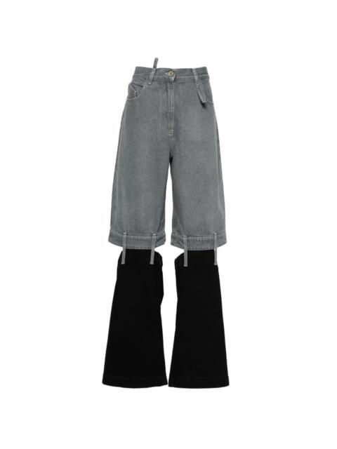 contrast-panel wide-leg jeans