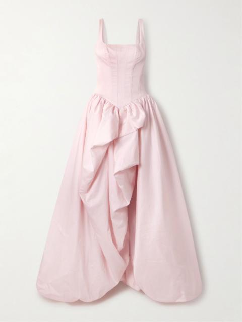 Aje. Alani asymmetric ruffled pleated cotton-twill gown Pink