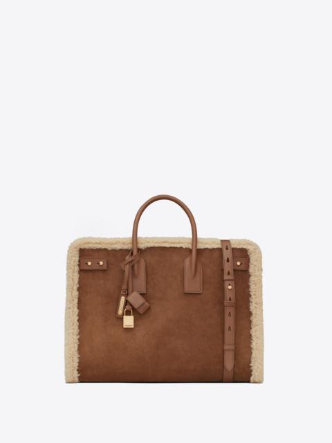 SAINT LAURENT sac de jour thin large in shearling and suede