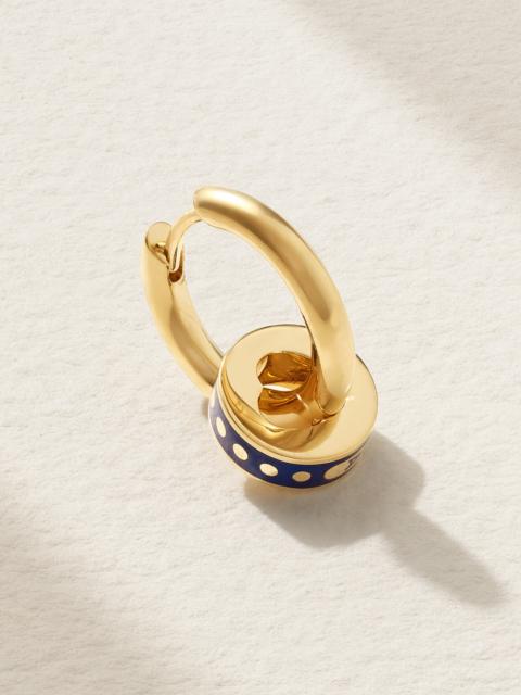 FOUNDRAE Karma Heart Beat Small 18-karat Gold And Ceramic Single Hoop Earring