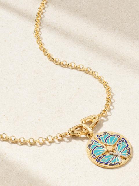 FOUNDRAE Reverie Sister Hook Medium Belcher Chain 18-karat Gold, Ceramic, Sapphire And Diamond Necklace