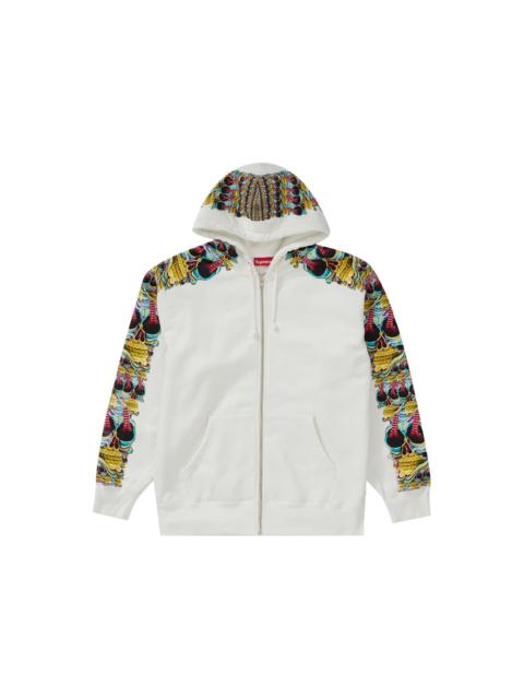 Supreme Supreme Skulls Zip Up Hooded Sweatshirt White