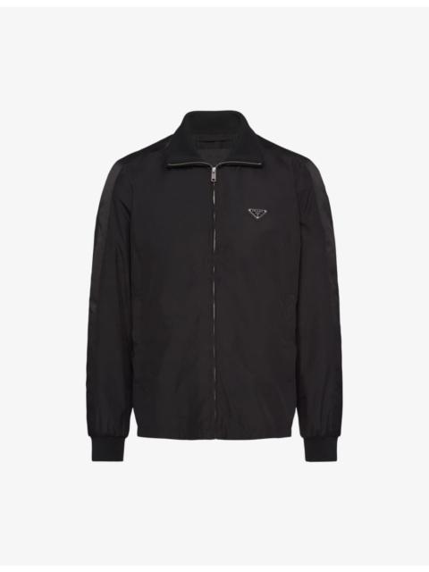 Prada Brand-patch spread-collar silk-blend jacket