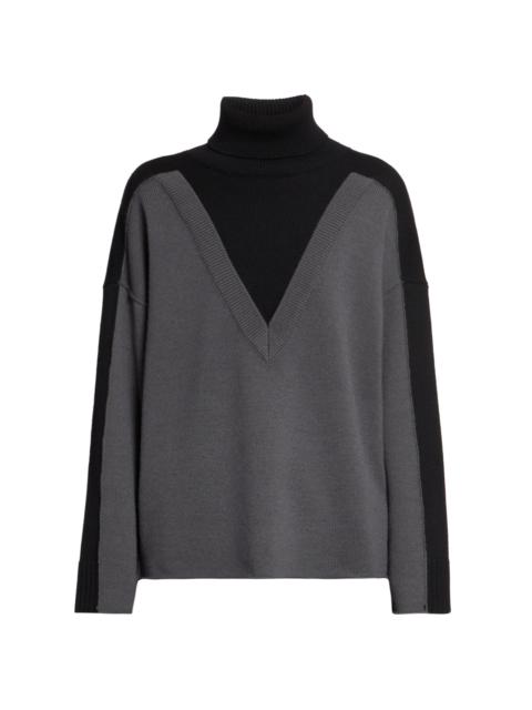 MM6 Maison Margiela Women's Layered Turtleneck Sweater - Black Dark Grey