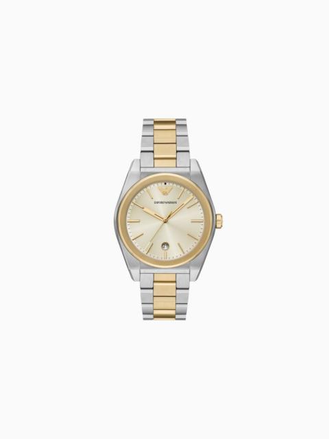 EMPORIO ARMANI THREE-HAND TWO-TONE STAINLESS STEEL WATCH