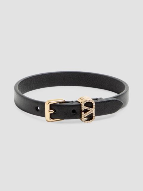 Valentino Women's Ovalette Bracelet in Leather and Swarovski Crystals - Black