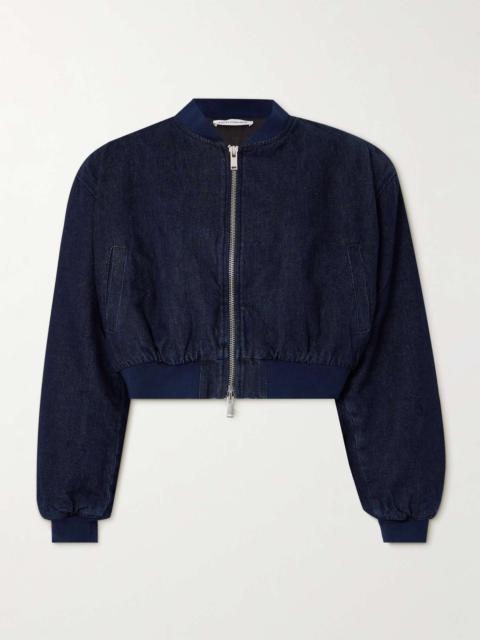 The Frankie Shop Micky cropped denim bomber jacket