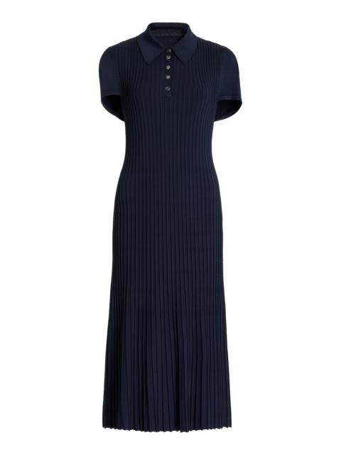 The Joyce Pleated Knit Midi Dress navy