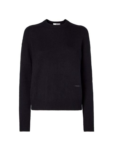 FENDI embroidered-logo crew-neck sweater