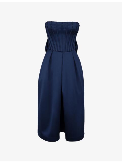 House of CB Bellina Strapless Satin Midi Dress