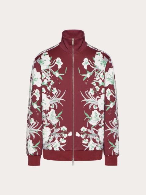 ZIP-UP JERSEY SWEATSHIRT WITH HIGH NECK AND STREET FLOWERS TULIPOP PRINT