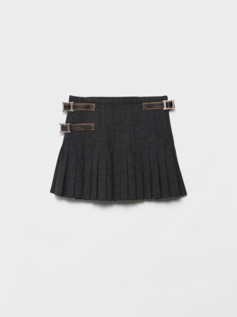 Prada Pleated rush stitch wool miniskirt