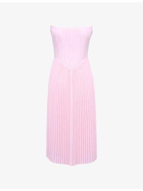House of CB Marci Pleated Woven Midi Corset Dress