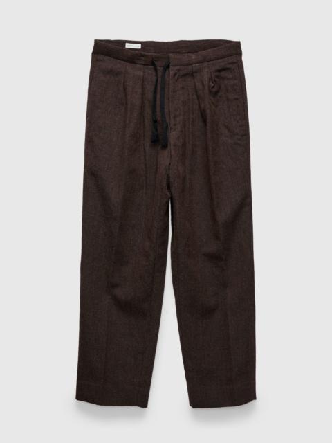 KAPTAIN SUNSHINE Wool Herringbone Easy Trousers in Top Brown