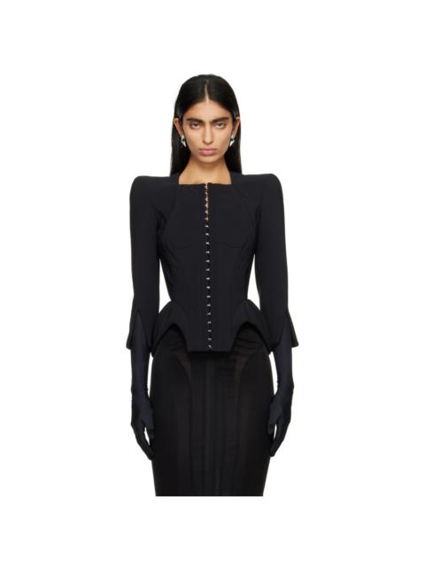 【関税込み】Mugler ブラック Hook & Eye トラウザーズ MUGLER black hook & eye sculptural jacket | REVERSIBLE