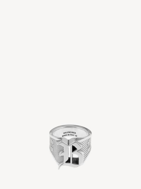 BALENCIAGA Melrose Signet Ring in Antique Silver