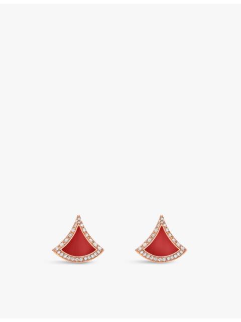 BVLGARI Divas’ Dream 18ct rose-gold, 0.10ct diamond and carnelian earrings