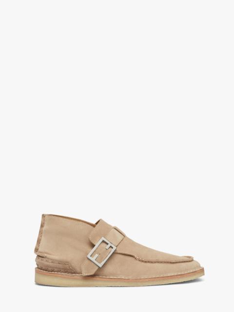 FENDI Beige suede desert boots