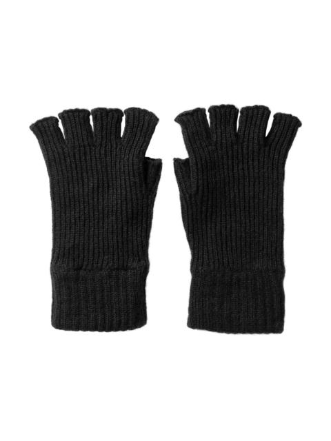 Johnstons of Elgin Ribbed Cashmere Navy Fingerless Gloves