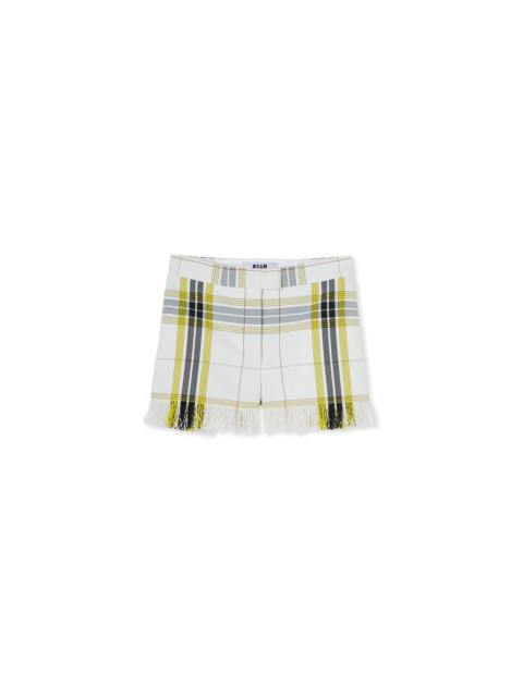 MSGM Tecno canvas check shorts