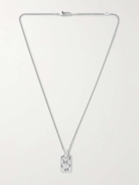 GUCCI Logo-Engraved Silver Pendant Necklace
