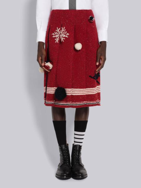 Thom Browne DONEGAL SKI EMBROIDERY PLEATED SKIRT